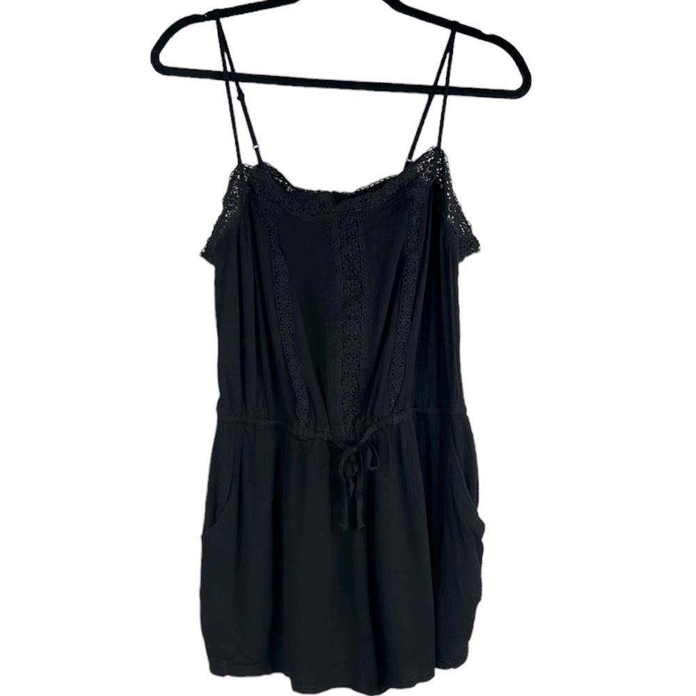 Forever 21 Black Boho Embroidered‎ Sleeveless Shorts Romper Size Large